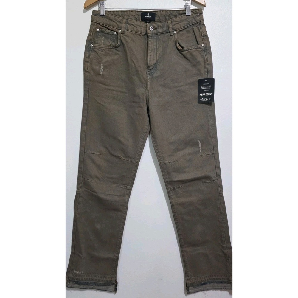 New REPRESENT R2 Stepped Hem Denim‎ Sandstorm Straight Leg Jeans Men's 32x32